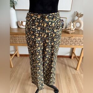 Cottagecore Floral Wide Leg ankle Length Pants Size M Bohochic Feminine Style